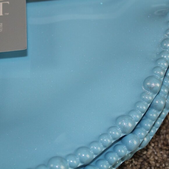 Soho Loft Dinner Plates Blue Shimmer Pearl Edge Set of 4 Melamine 10.75" NWT - Picture 2 of 6